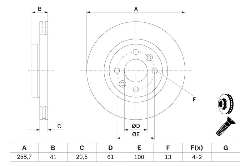 DISC FRANA BOSCH 0 986 478 124 - Compatibil cu CITROEN, DACIA, IRAN KHODRO, LADA, NISSAN, RENAULT