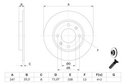 DISC FRANA BOSCH 0 986 478 464 - Compatibil cu CITROEN, IRAN KHODRO, PEUGEOT