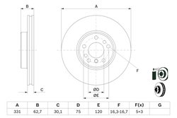 DISC FRANA BOSCH 0 986 478 974 - Compatibil cu BMW