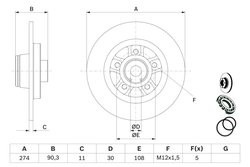 DISC FRANA BOSCH 0 986 479 015 - Compatibil cu MERCEDES-BENZ, RENAULT
