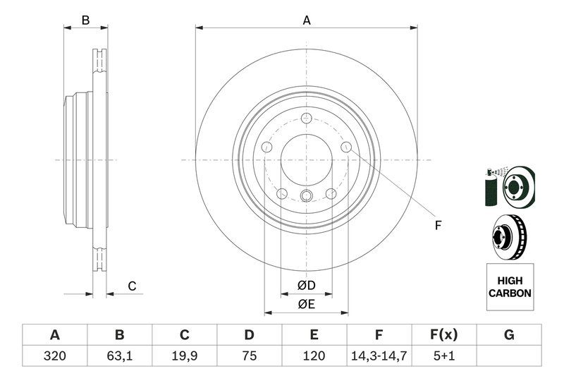 DISC FRANA BOSCH 0 986 479 056 - Compatibil cu BMW, BMW (BRILLIANCE)