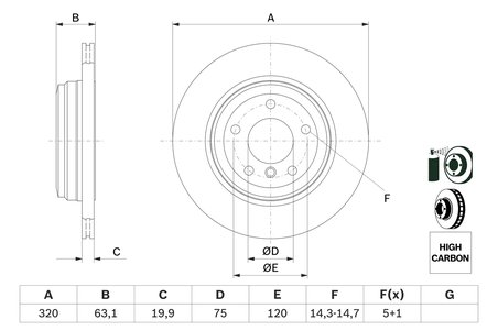 DISC FRANA BOSCH 0 986 479 056 - Compatibil cu BMW, BMW (BRILLIANCE)