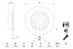 DISC FRANA BOSCH 0 986 479 099 - Compatibil cu AUDI, SEAT, SKODA, VW