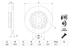 DISC FRANA BOSCH 0 986 479 098 - Compatibil cu AUDI, SEAT, SKODA, VW