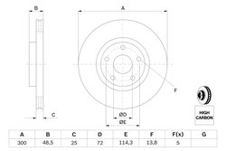 DISC FRANA BOSCH 0 986 479 183 - Compatibil cu MAZDA