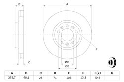 DISC FRANA BOSCH 0 986 479 266 - Compatibil cu CITROEN, FIAT, PEUGEOT, TOYOTA