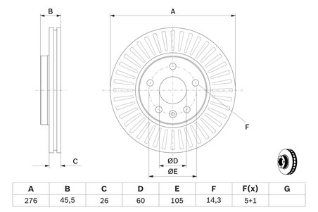 DISC FRANA BOSCH 0 986 479 643 - Compatibil cu CHEVROLET, OPEL, VAUXHALL