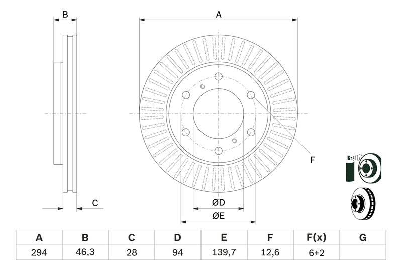 DISC FRANA BOSCH 0 986 479 704 - Compatibil cu FIAT, MITSUBISHI