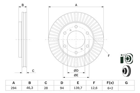 DISC FRANA BOSCH 0 986 479 704 - Compatibil cu FIAT, MITSUBISHI