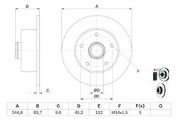 DISC FRANA BOSCH 0 986 479 B48 - Compatibil cu AUDI