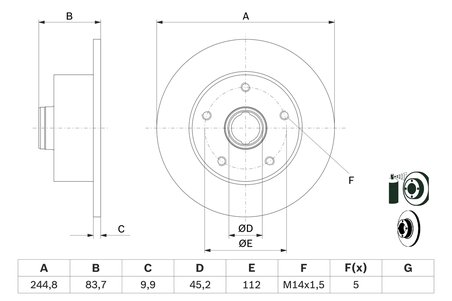DISC FRANA BOSCH 0 986 479 B48 - Compatibil cu AUDI