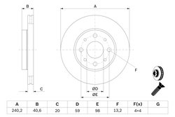 DISC FRANA BOSCH 0 986 479 B76 - Compatibil cu FIAT, FORD