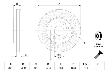 DISC FRANA BOSCH 0 986 479 C16 - Compatibil cu CHEVROLET, OPEL, SAAB