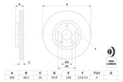 DISC FRANA BOSCH 0 986 479 C52 - Compatibil cu FORD, VOLVO