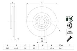 DISC FRANA BOSCH 0 986 479 C90 - Compatibil cu AUDI, CUPRA, SEAT, SKODA, VW
