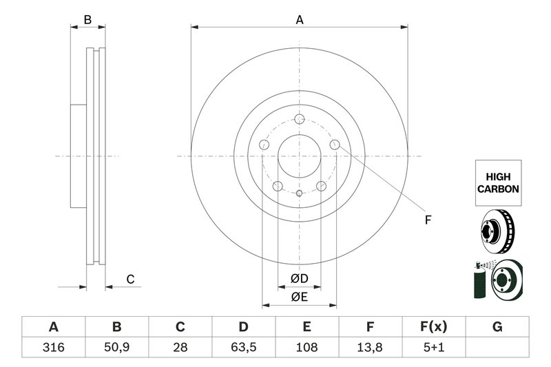 DISC FRANA BOSCH 0 986 479 D46 - Compatibil cu FORD