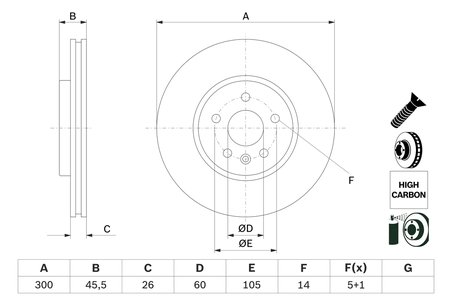 DISC FRANA BOSCH 0 986 479 D93 - Compatibil cu OPEL
