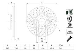 DISC FRANA BOSCH 0 986 479 E12 - Compatibil cu BMW