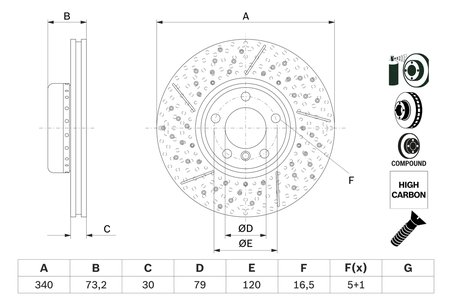 DISC FRANA BOSCH 0 986 479 E12 - Compatibil cu BMW