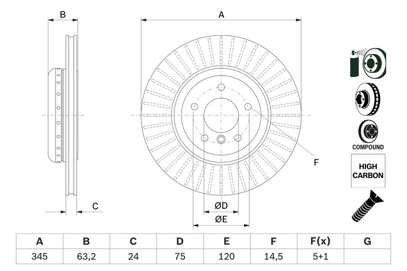 DISC FRANA BOSCH 0 986 479 E13 - Compatibil cu BMW