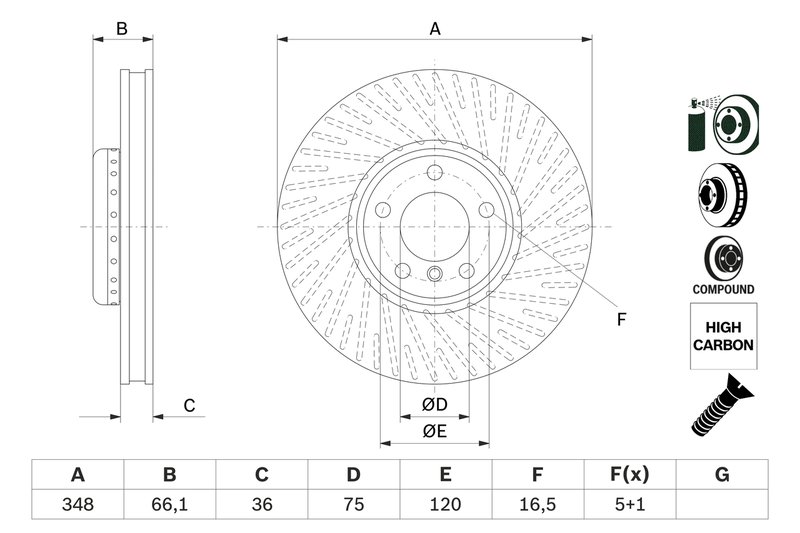DISC FRANA BOSCH 0 986 479 E18 - Compatibil cu BMW