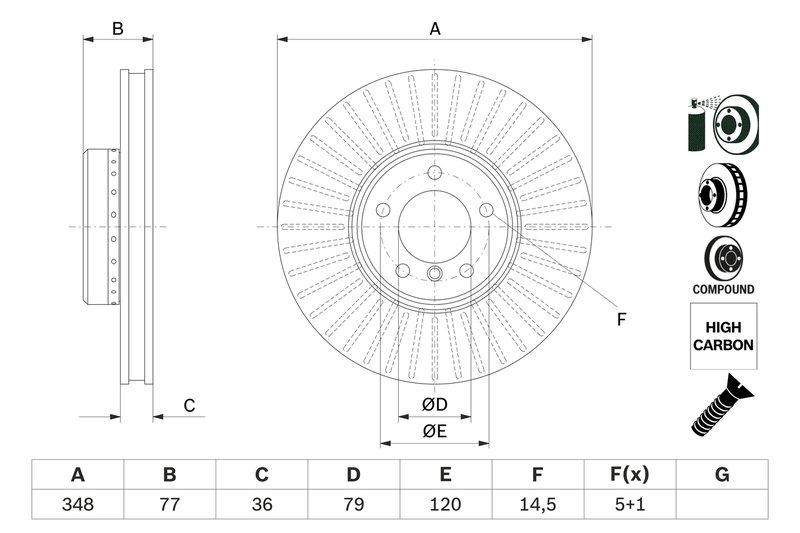 DISC FRANA BOSCH 0 986 479 E20 - Compatibil cu BMW