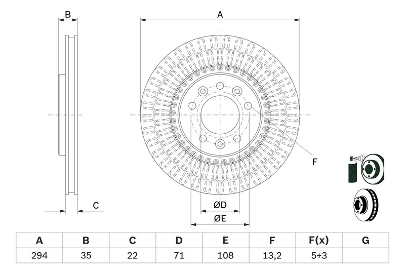 DISC FRANA BOSCH 0 986 479 E32 - Compatibil cu CITROEN, OPEL, PEUGEOT, TOYOTA, VAUXHALL