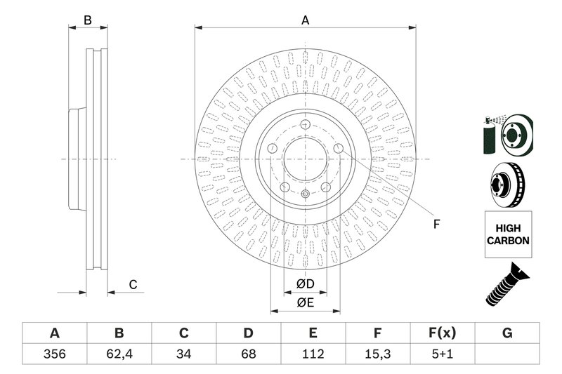 DISC FRANA BOSCH 0 986 479 E39 - Compatibil cu AUDI