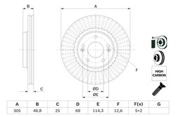 DISC FRANA BOSCH 0 986 479 E42 - Compatibil cu HYUNDAI, KIA
