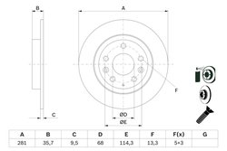 DISC FRANA BOSCH 0 986 479 E55 - Compatibil cu MAZDA