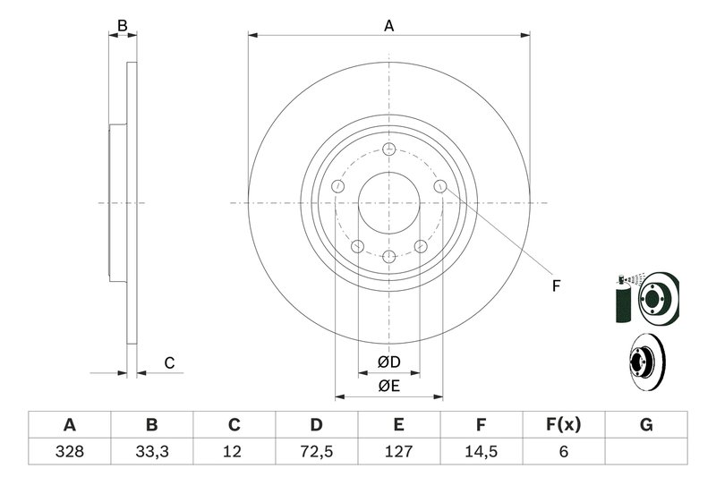 DISC FRANA BOSCH 0 986 479 E57 - Compatibil cu FIAT, LANCIA