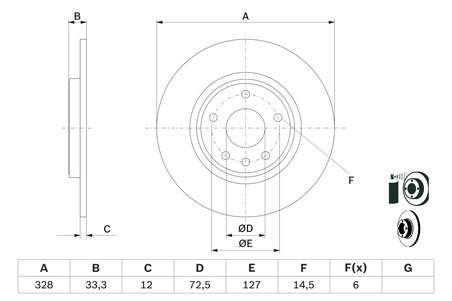 DISC FRANA BOSCH 0 986 479 E57 - Compatibil cu FIAT, LANCIA