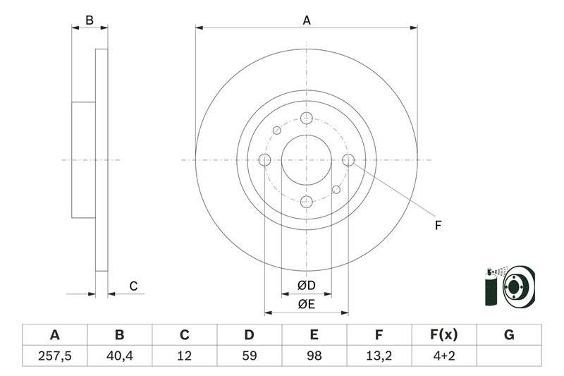 DISC FRANA BOSCH 0 986 479 E65 - Compatibil cu ALFA ROMEO, FIAT, LANCIA