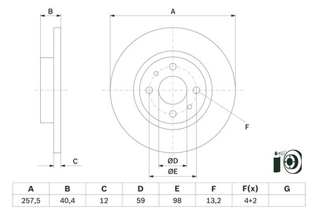 DISC FRANA BOSCH 0 986 479 E65 - Compatibil cu ALFA ROMEO, FIAT, LANCIA