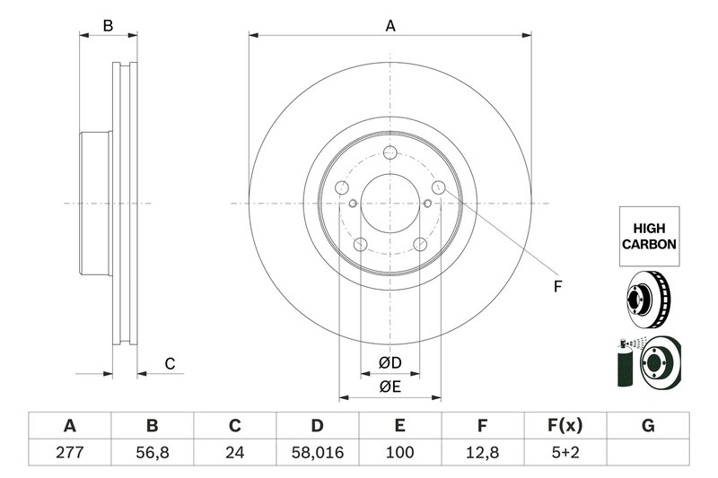 DISC FRANA BOSCH 0 986 479 E69 - Compatibil cu SUBARU