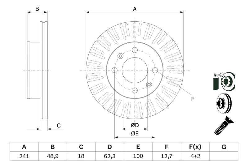 DISC FRANA BOSCH 0 986 479 E73 - Compatibil cu HYUNDAI, KIA