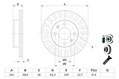 DISC FRANA BOSCH 0 986 479 E73 - Compatibil cu HYUNDAI, KIA