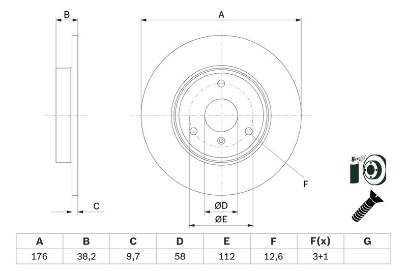 DISC FRANA BOSCH 0 986 479 E74 - Compatibil cu SMART
