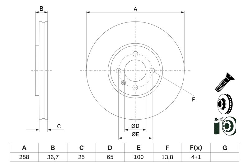 DISC FRANA BOSCH 0 986 479 E81 - Compatibil cu VW