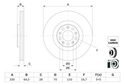 DISC FRANA BOSCH 0 986 479 E88 - Compatibil cu ALFA ROMEO