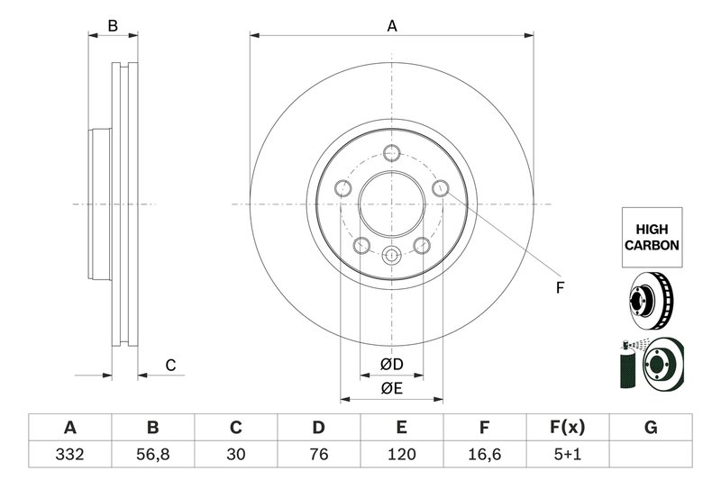 DISC FRANA BOSCH 0 986 479 F04 - Compatibil cu VW