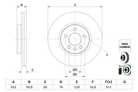 DISC FRANA BOSCH 0 986 479 F04 - Compatibil cu VW