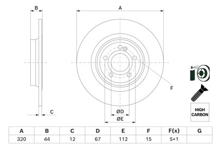 DISC FRANA BOSCH 0 986 479 F13 - Compatibil cu MERCEDES-BENZ