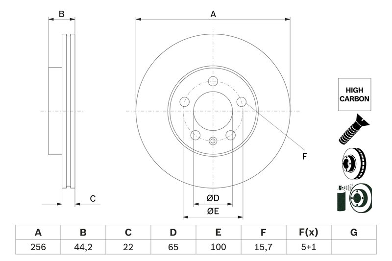 DISC FRANA BOSCH 0 986 479 F32 - Compatibil cu AUDI, BMW, DAIHATSU, LEXUS, SEAT, SKODA, VW, WULING (SGMW)