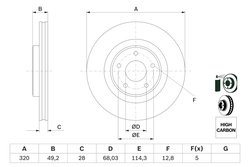 DISC FRANA BOSCH 0 986 479 F33 - Compatibil cu INFINITI, NISSAN