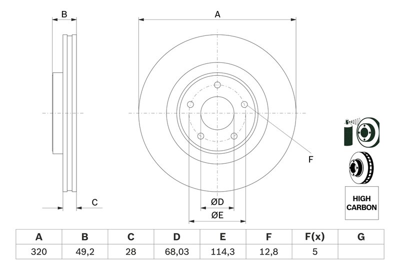 DISC FRANA BOSCH 0 986 479 F33 - Compatibil cu INFINITI, NISSAN