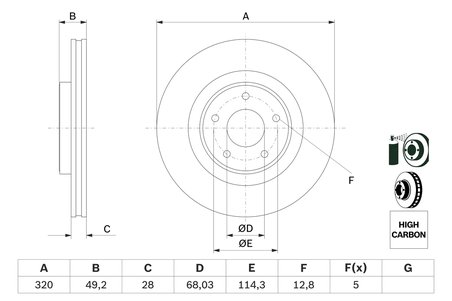 DISC FRANA BOSCH 0 986 479 F33 - Compatibil cu INFINITI, NISSAN