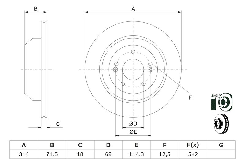 DISC FRANA BOSCH 0 986 479 F43 - Compatibil cu KIA