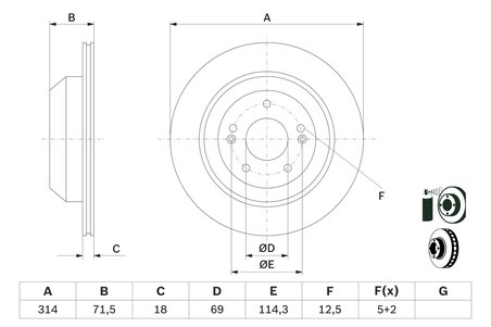 DISC FRANA BOSCH 0 986 479 F43 - Compatibil cu KIA
