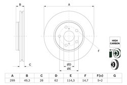 DISC FRANA BOSCH 0 986 479 F49 - Compatibil cu TOYOTA